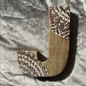 Decorative Wooden Letter J with Embellishments
